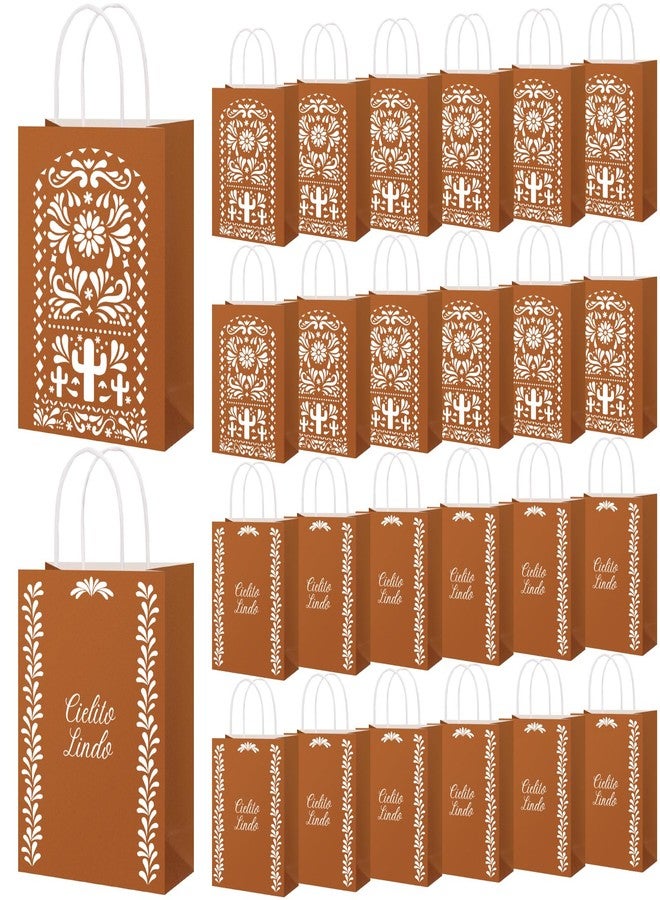 Sinload 24 Pcs Cielito Lindo Candy Bags Mexican Party Favors, De Barro Theme Decorations Mexicanos Talavera Kraft Gift Goodie Bags with Handles Fiesta Cinco De Mayo Mexican Party Supplies(Classic - Image 1