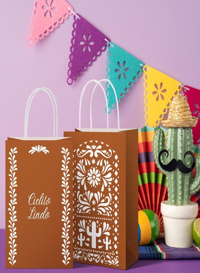 Sinload 24 Pcs Cielito Lindo Candy Bags Mexican Party Favors, De Barro Theme Decorations Mexicanos Talavera Kraft Gift Goodie Bags with Handles Fiesta Cinco De Mayo Mexican Party Supplies(Classic - Image 5