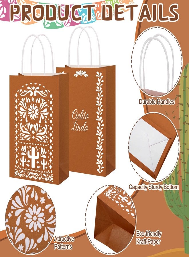 Sinload 24 Pcs Cielito Lindo Candy Bags Mexican Party Favors, De Barro Theme Decorations Mexicanos Talavera Kraft Gift Goodie Bags with Handles Fiesta Cinco De Mayo Mexican Party Supplies(Classic - Image 3