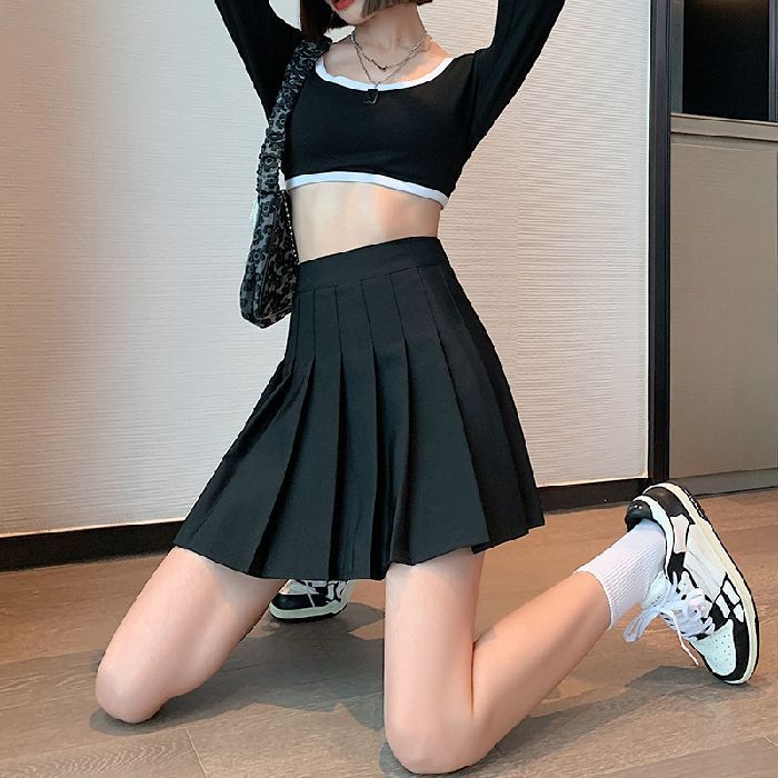 High-Waisted Pleated Skirt, Slimming And Anti-Exposure Short Skirt, A-Line Skirt, Japanese School Style Student Girl Skirt - Image 1
