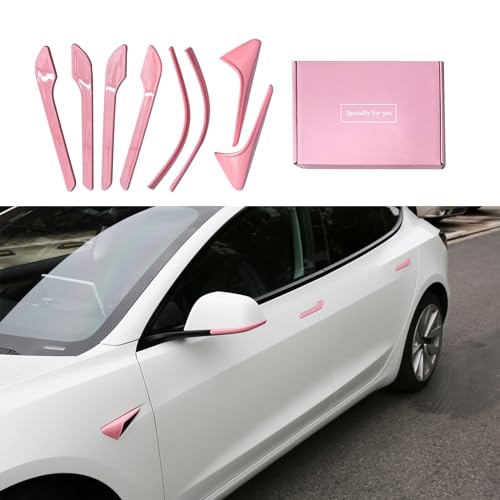 Tesheer for Pink Tesla Car Accessories Door Handle Covers for Pink 2014-2026 Model 3 Highland with HW 4.0 Camera Covers for Model 3 Side Mirror Trim Strips for Tesla Model 3 Accessories (8PCS) - Image 1