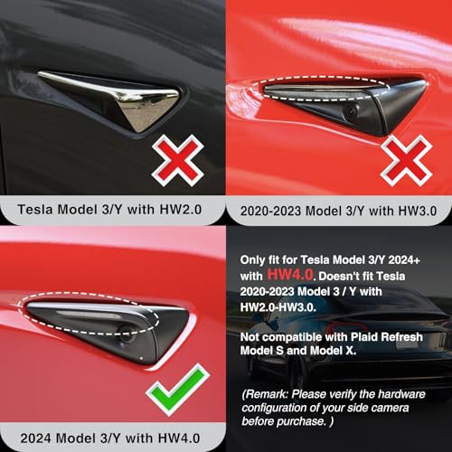 Tesheer for Pink Tesla Car Accessories Door Handle Covers for Pink 2014-2026 Model 3 Highland with HW 4.0 Camera Covers for Model 3 Side Mirror Trim Strips for Tesla Model 3 Accessories (8PCS) - Image 4