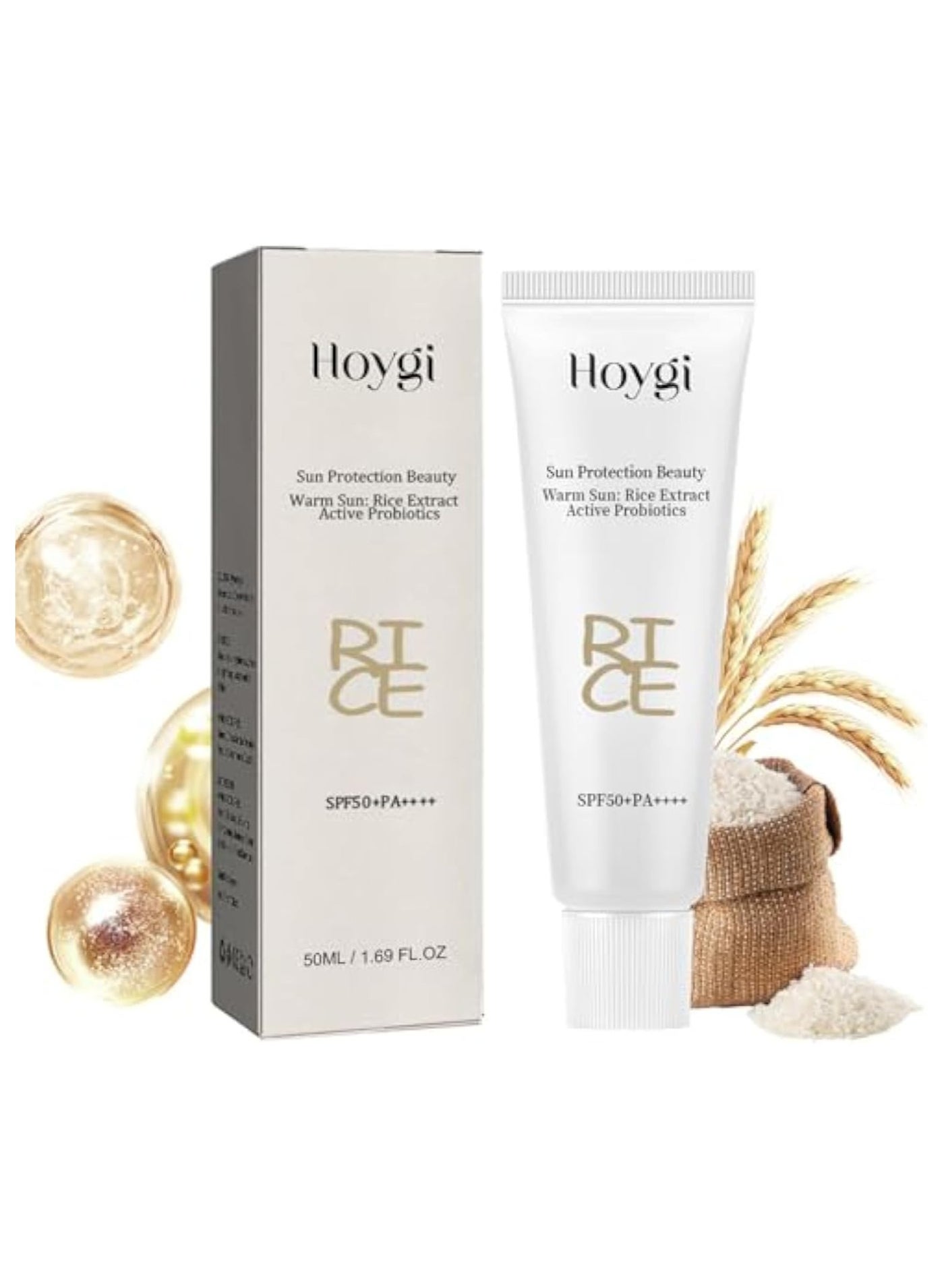 SPF 50 Sunscreen, Beauty of Sun Cream, Moisturizing Lotion for Face and Body, UVA & UVB Protection With Rice Extracts