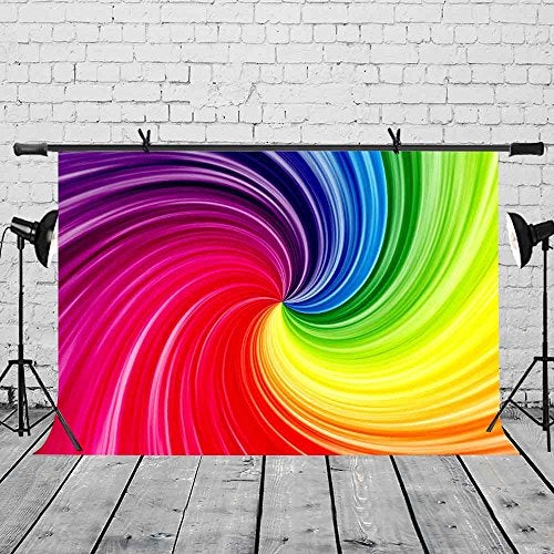 LYLYCTY 7X5ft Artistic Art Backdrop Rainbow Spiral Gradient Color Art Photography Backdrop Abstract Art Studio Photography Background Props BG632 - Image 2
