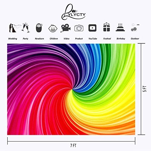 LYLYCTY 7X5ft Artistic Art Backdrop Rainbow Spiral Gradient Color Art Photography Backdrop Abstract Art Studio Photography Background Props BG632 - Image 3