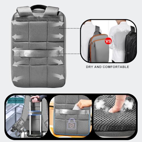 ZINZ Slim and Expandable 15 156 16 Inch Laptop Backpack Anti Theft Business Travel Notebook Bag with USB Multipurpose Large Capacity Daypack for Men WomenG01OG01 - Image 3