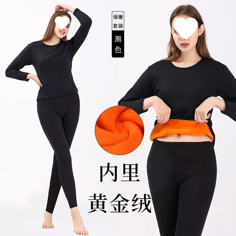 New Velvet Thermal Underwear Men'S And Women'S Fleece-Lined Thickened Single Layer Middle-Aged And Elderly Autumn Clothes And Pants Plus Size Cold-Proof Couple'S Suit - Image 1
