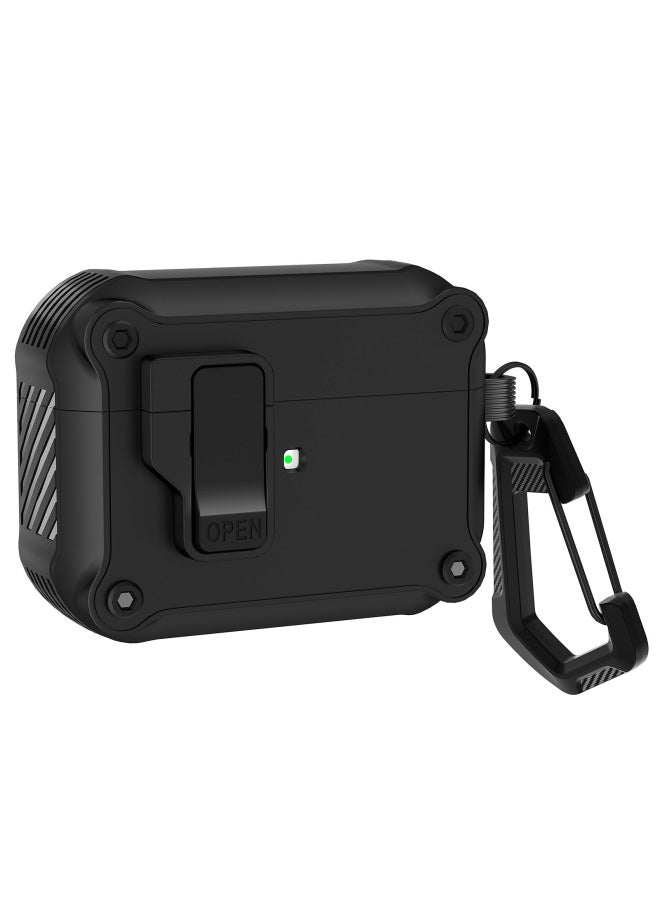 Airpods4 Earphone Case For Apple Airpodspro Protective Case Airpods3 Automatic Elastic Cover Protective Case-Color:Black + Booster + Carabiner-Model:Apple Airpods 1/2 Generation Vertical Long Style - Image 1