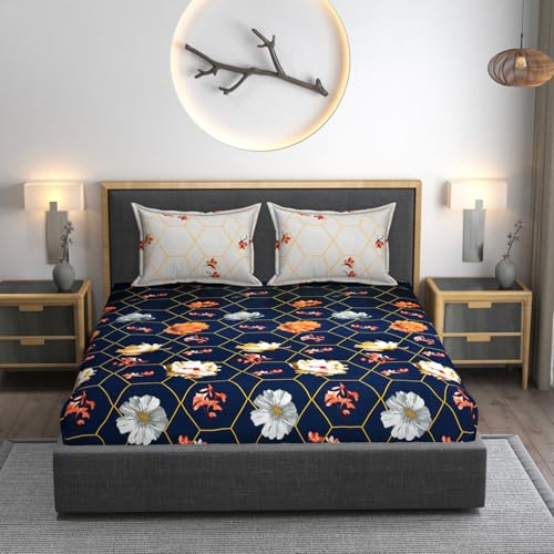 AMEYAA Microfiber Soft Cotton Floral King Size Bedsheet For Double Bed, Floral King Size 108 X108 In, 9 Feet, 275X275 Cm | 2 Large Size Pillow Covers Without Joint - Pink, 200 Tc - 240 Tc, BWF - Image 3