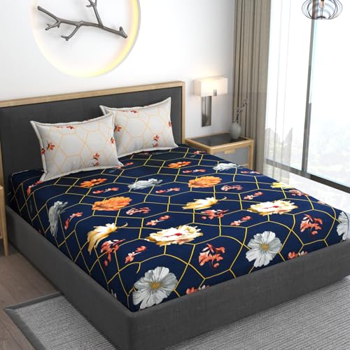 AMEYAA Microfiber Soft Cotton Floral King Size Bedsheet For Double Bed, Floral King Size 108 X108 In, 9 Feet, 275X275 Cm | 2 Large Size Pillow Covers Without Joint - Pink, 200 Tc - 240 Tc, BWF - Image 2