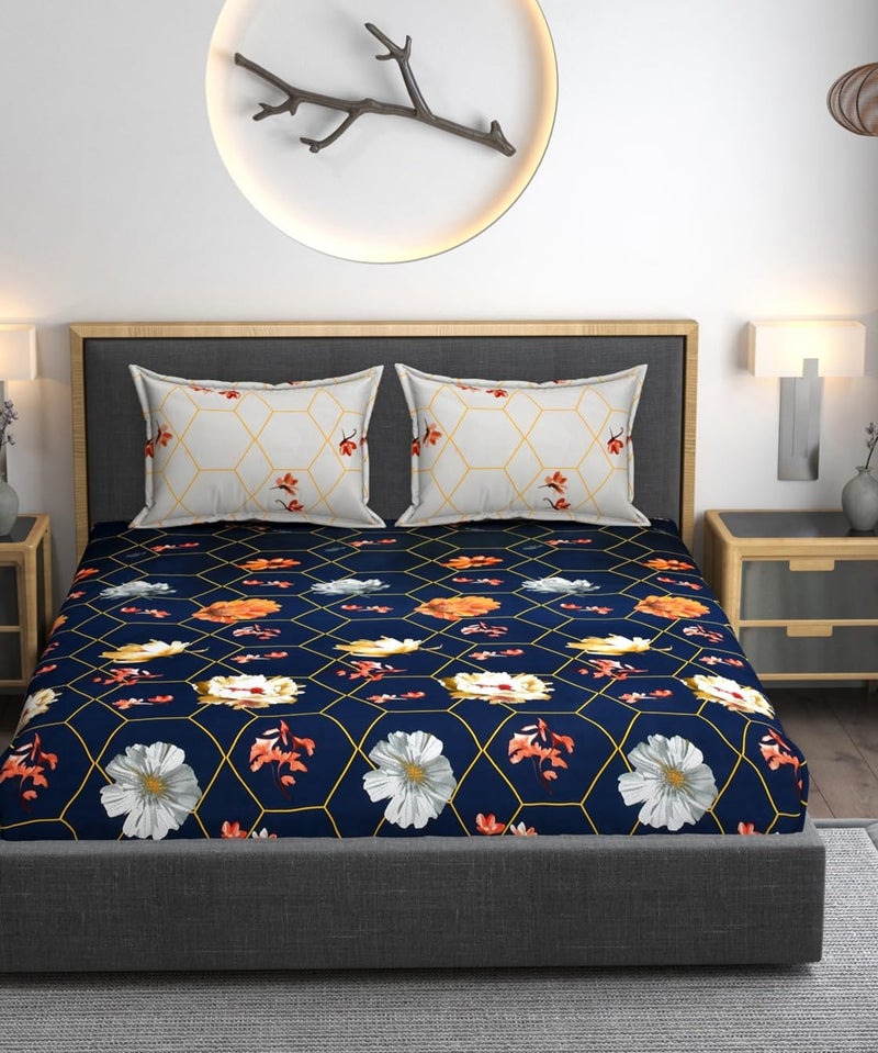 AMEYAA Microfiber Soft Cotton Floral King Size Bedsheet For Double Bed, Floral King Size 108 X108 In, 9 Feet, 275X275 Cm | 2 Large Size Pillow Covers Without Joint - Pink, 200 Tc - 240 Tc, BWF - Image 1