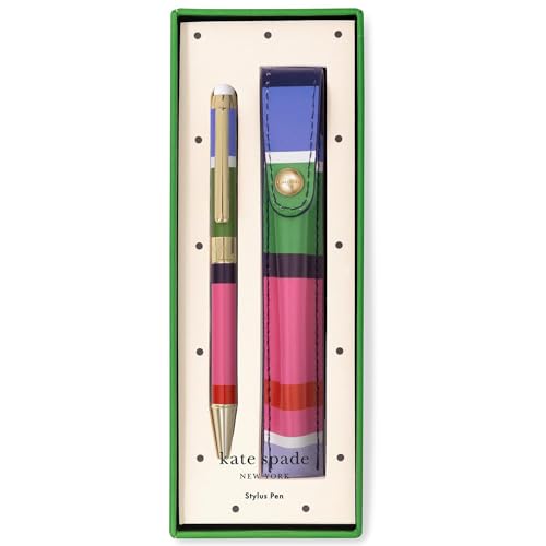 Kate Spade New York Stylus Pen for Touch Screens, Metal Ballpoint Pen with Black Ink and Storage Pouch (Sunny Day Stripe) - Image 1