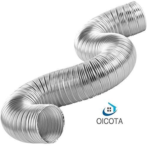 Oicota Chimney Exhaust Pipe Flexible Aluminum Expanded upto 10 ft with Cowl Cover, Tape and 2pcs Clamps (6 Inch, Silver) - Image 3