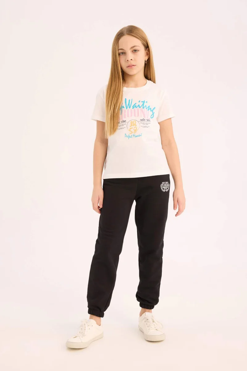 ديفاكتو Girl Crew Neck Printed Short Sleeve T-Shirt