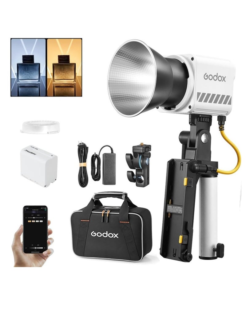 Godox ML60II-Bi Colour Handheld LED Video Light, 2800K-6500K, 22500Lux CRI 96+ TLCI 97+, 11 FX Effects, App Control, with AK-B01 Battery Base, 2 x NP970 Lithium Battery - Image 1