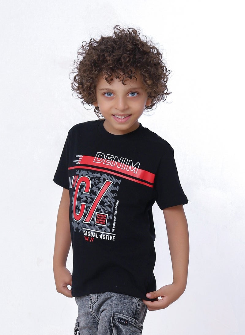 بيبو تيشيرت اولادى مطبوع نص كم - Image 2