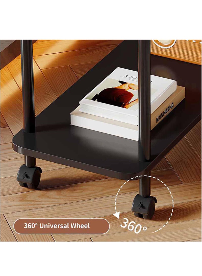 والالا طاولة جانبية عصرية زجاجية للأريكة، طاولة جانبية صغيرة متنقلة، طاولة جانبية لغرفة المعيشة، طاولة جانبية بطابقين بإطار معدني، مناسبة لغرف المعيشة وغرف النوم والمساحات الصغيرة، 60×30×58 سم - Image 4