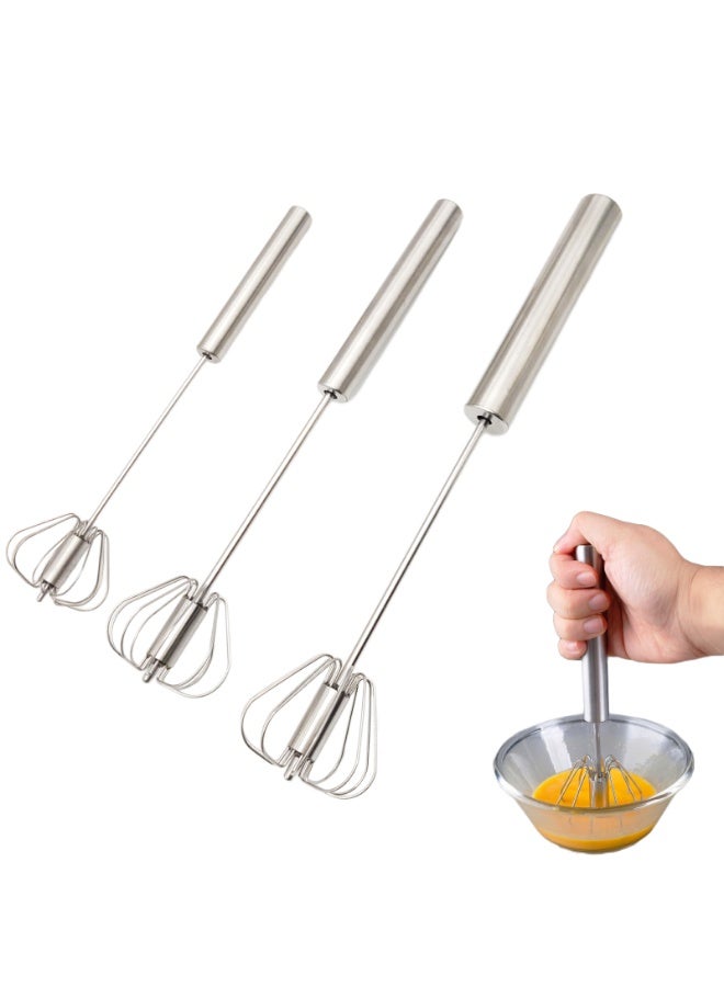 Stainless Steel Whisks，Hand Push Whisk Blender Semi-Automatic Whisk Mixer for Blending, Whisking, Beating & Stirring，Set of 3  - Image 1