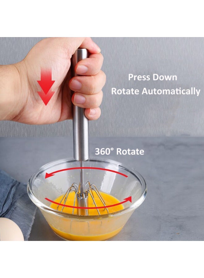 Stainless Steel Whisks，Hand Push Whisk Blender Semi-Automatic Whisk Mixer for Blending, Whisking, Beating & Stirring，Set of 3  - Image 5