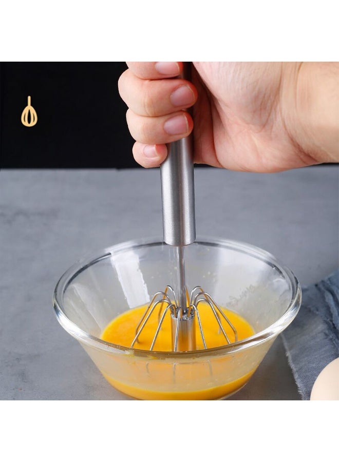 Stainless Steel Whisks，Hand Push Whisk Blender Semi-Automatic Whisk Mixer for Blending, Whisking, Beating & Stirring，Set of 3  - Image 2