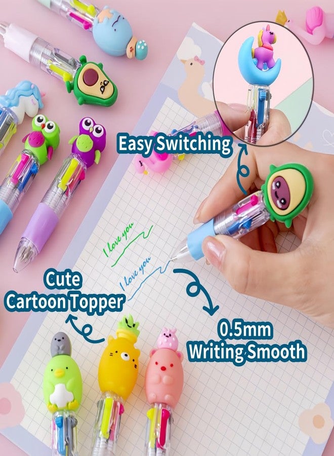 Oneshow 30 Pack Mini Multicolor Pen in One, 4-in-1 Fun Pens, Bulk Pens School Supplies Students Prizes, Ballpoint Pens for School Writing Supplies, Easter Basket Stuffers (Assorted Style) - Image 4