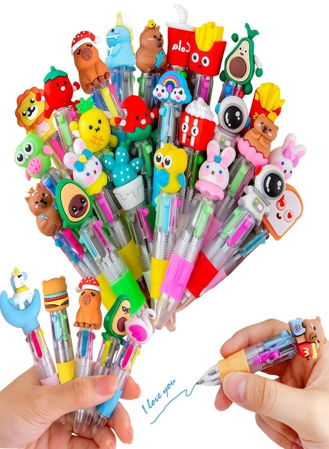 Oneshow 30 Pack Mini Multicolor Pen in One, 4-in-1 Fun Pens, Bulk Pens School Supplies Students Prizes, Ballpoint Pens for School Writing Supplies, Easter Basket Stuffers (Assorted Style) - Image 1