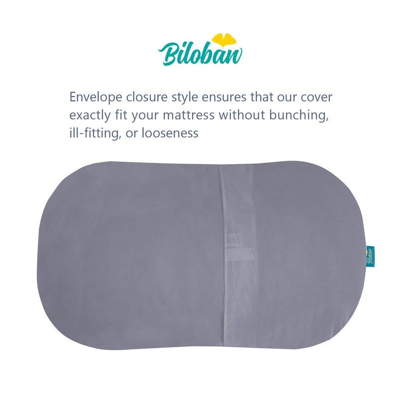 Biloban Bassinet Mattress Cover Compatible with Halo Bassinest Swivel Sleeper Bassinet Mattress Pad, 2 Pack, Microfiber, Waterproof and Soft, Grey - Image 4