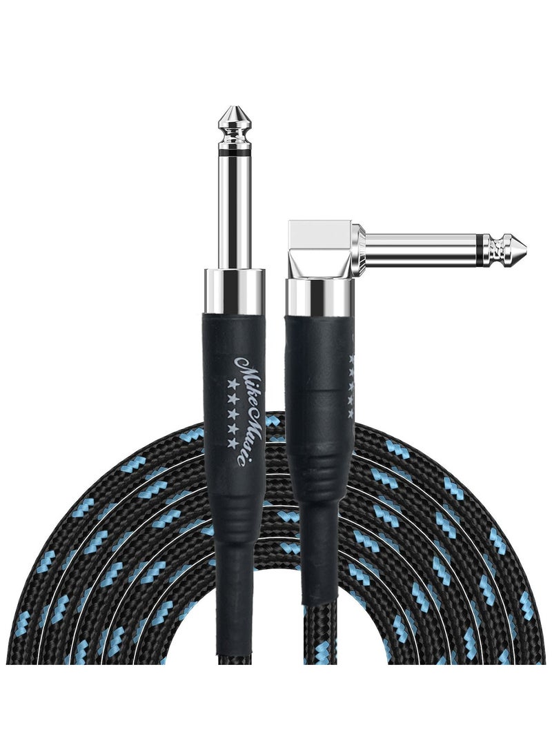 Mike Music Guitar Cable Instrument Cable Guitar Cord Electric Guitar Cable Guitar AMP Cord for Bass Guitar Keyboard 1/4 Inch Cable Right Angle Audio Instrument Cable - Black Blue - 5 Meters  - Image 1