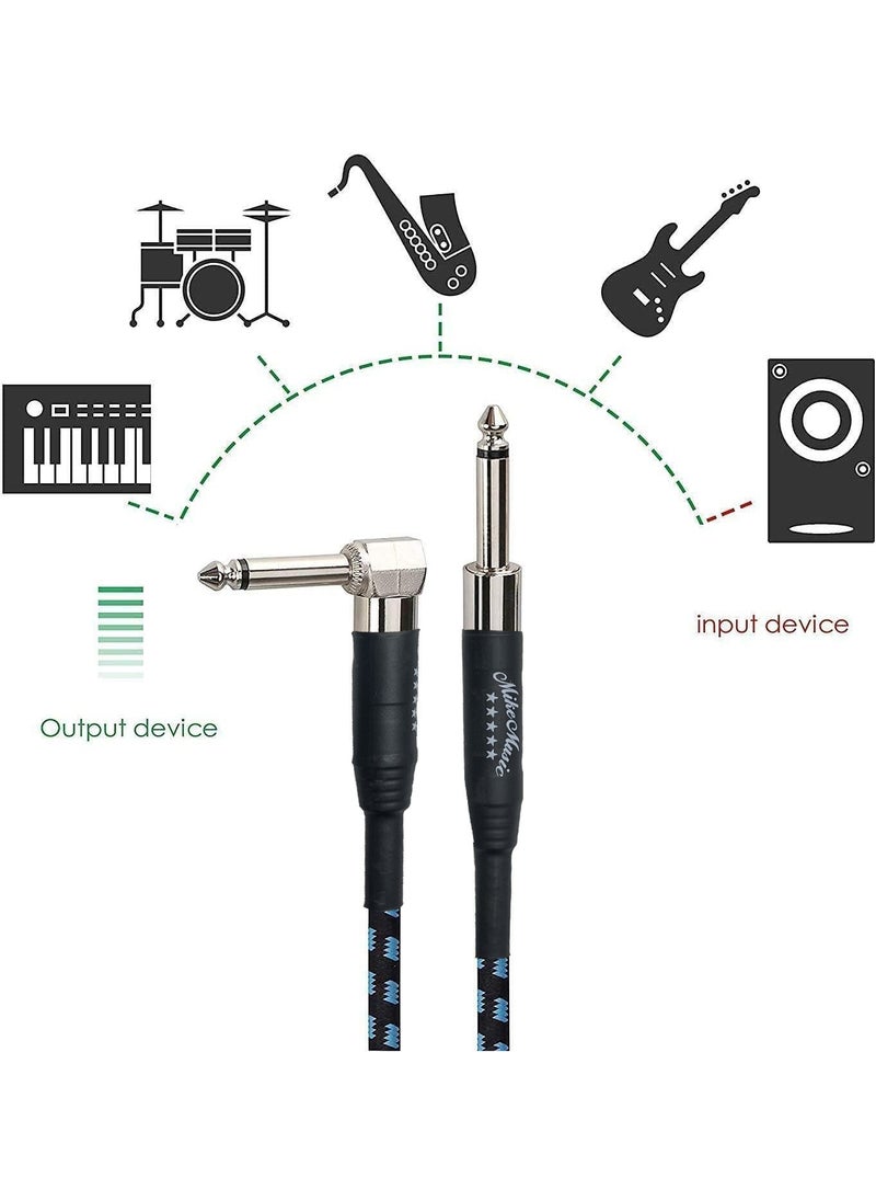 Mike Music Guitar Cable Instrument Cable Guitar Cord Electric Guitar Cable Guitar AMP Cord for Bass Guitar Keyboard 1/4 Inch Cable Right Angle Audio Instrument Cable - Black Blue - 5 Meters  - Image 2