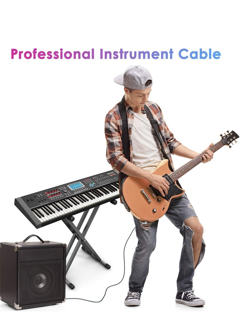 Mike Music Guitar Cable Instrument Cable Guitar Cord Electric Guitar Cable Guitar AMP Cord for Bass Guitar Keyboard 1/4 Inch Cable Right Angle Audio Instrument Cable - Black Blue - 5 Meters  - Image 5