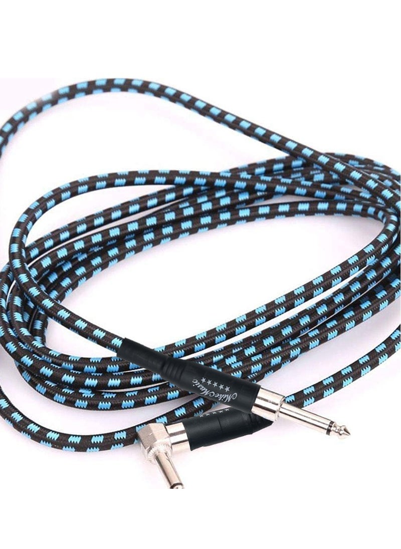Mike Music Guitar Cable Instrument Cable Guitar Cord Electric Guitar Cable Guitar AMP Cord for Bass Guitar Keyboard 1/4 Inch Cable Right Angle Audio Instrument Cable - Black Blue - 5 Meters  - Image 3