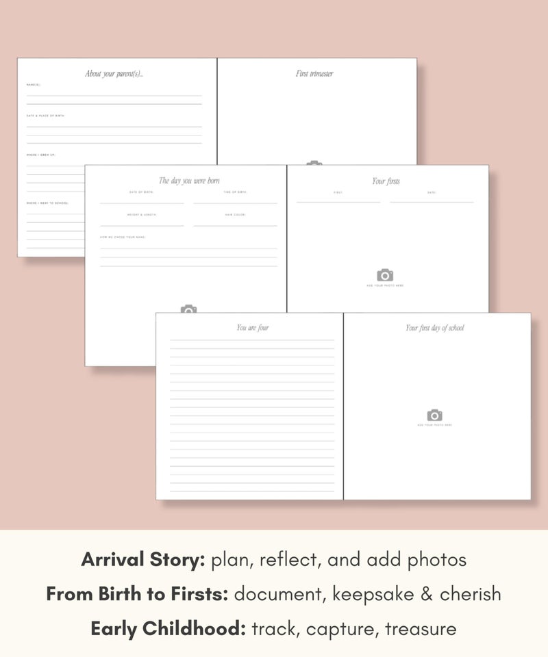 Lamare كتاب لاماري لسنة الطفل الأولى - كتاب ذكريات الطفل للبنات والأولاد - كتاب مراحل نمو الطفل من الحمل إلى الطفولة - هدية تذكارية لطيفة للطفل - Image 4