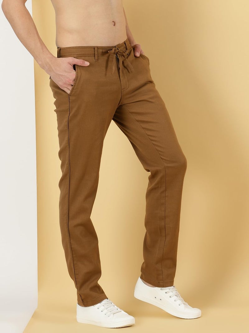 Thomas Scott Men's Regular Casual Mid Rise Pants (TSB018_Brown, 36 - Image 3