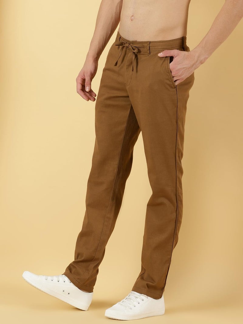 Thomas Scott Men's Regular Casual Mid Rise Pants (TSB018_Brown, 36 - Image 2