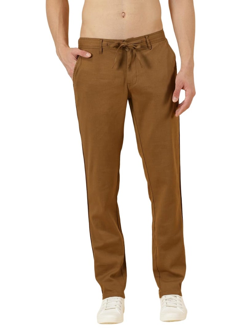 Thomas Scott Men's Regular Casual Mid Rise Pants (TSB018_Brown, 36 - Image 1