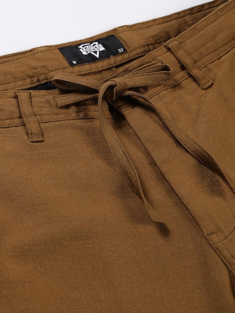 Thomas Scott Men's Regular Casual Mid Rise Pants (TSB018_Brown, 36 - Image 5
