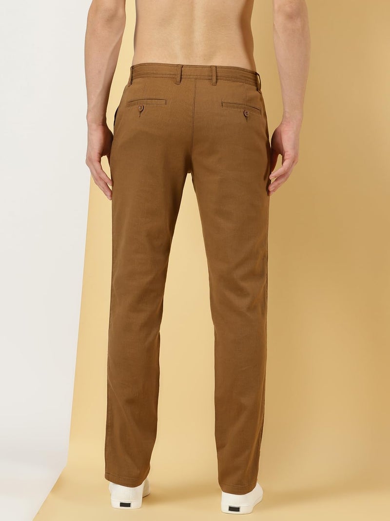 Thomas Scott Men's Regular Casual Mid Rise Pants (TSB018_Brown, 36 - Image 4