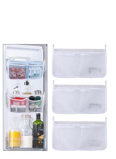 Generic (3 Pack) Refrigerator Door Organizer Mesh Bags Set,Fridge Door Organizer, Fridge Storage Container Used for Kitchen, Refrigerator Door,Bag Storage Organizer for Small Objects, WHITE  - Image 2