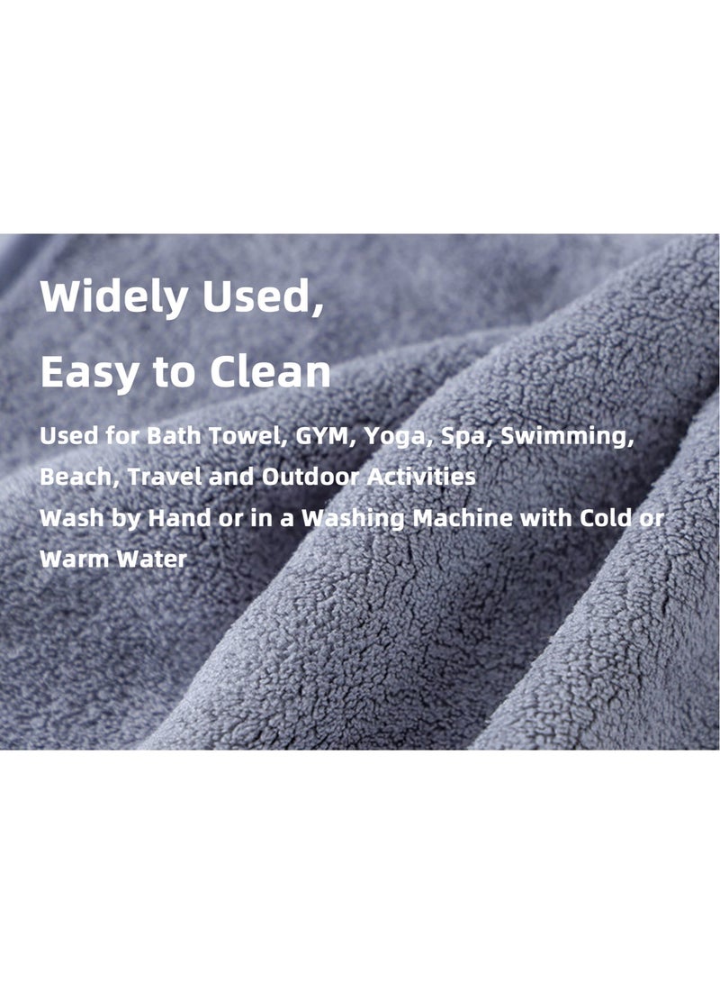 Teuuea 3 PCS Microfiber Soft Bath Towel Set, Fast Highly Hydroscopicity Fast Drying Skin-friendly Multipurpose Towel for Bathroom Spa Fitness, 70x135CM, Gray - Image 5