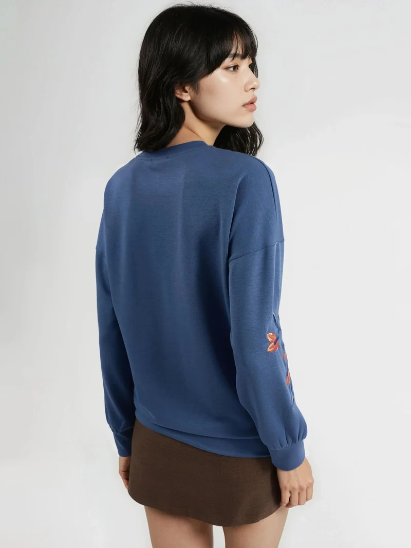 HICCUP Modal Touch Crew Neck Embroidered Sweatshirt Bersan Collection