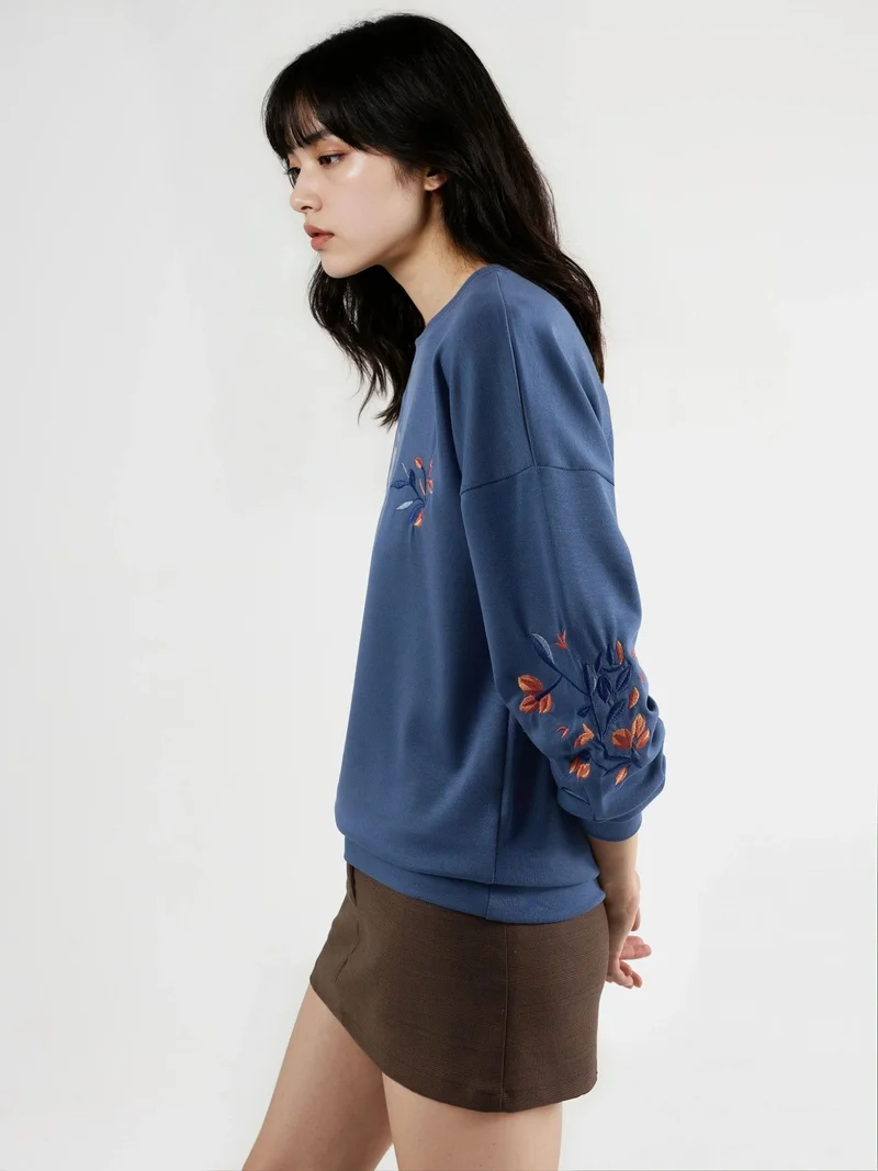 HICCUP Modal Touch Crew Neck Embroidered Sweatshirt Bersan Collection