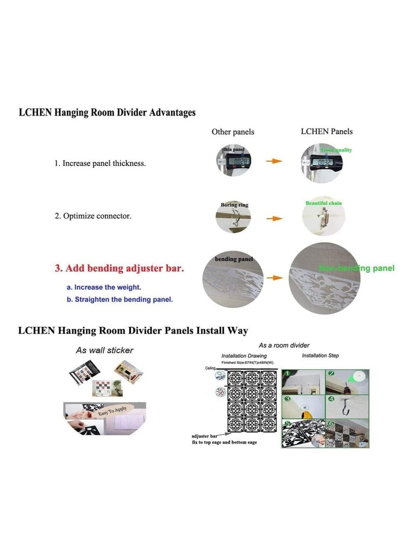 XiuWoo 24 Pcs Hanging Room Divider, PVC Panels Screen, Room Divider, Home Decora Board for Decorating Living Room, Dining Room, Sitting Room, Office, Restaurant Decoration - Image 5