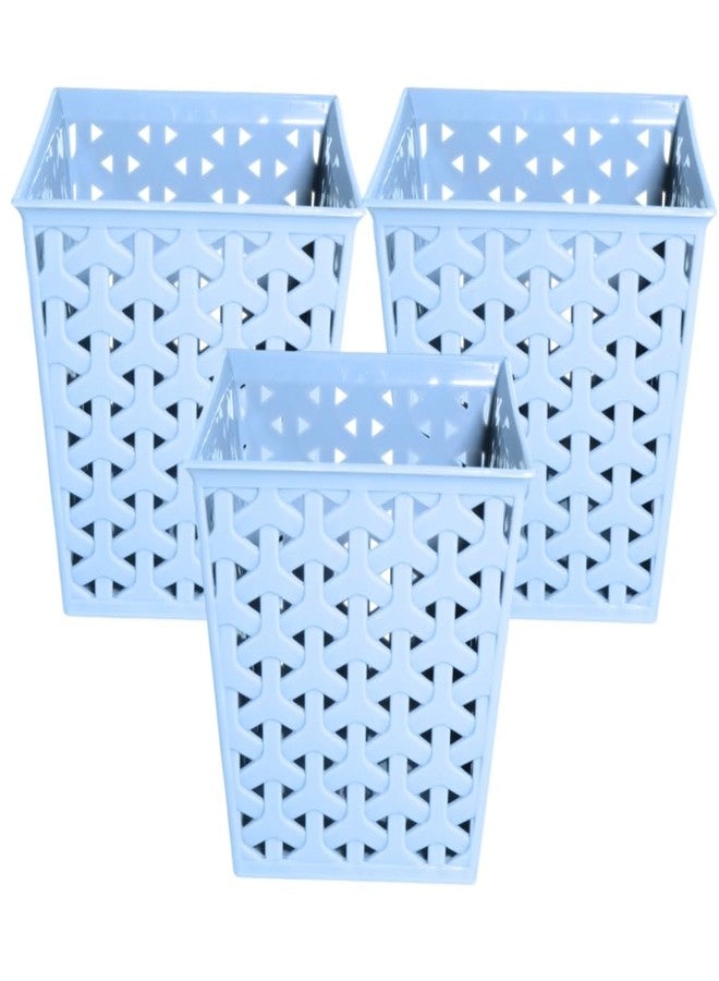 MORVI Linea Square Plastic Multipurpose Organizer For Kitchen, Bathroom, Salon, Office|Stationery,Cutlery,Pen,Makeup Brushes Holder|Hanging Toothbrush Stand |Pack Of 3 | LIGHT GREY - Image 1