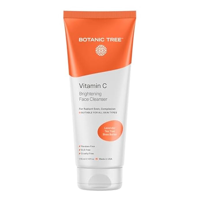 Botanic Tree Vitamin C Face Wash - Facial Cleanser for All Skin Types, Aging or Dry Skin, Minimizing Acne scars, Brightening, Reduce Breakouts - Face Wash for Women & Men - Image 1
