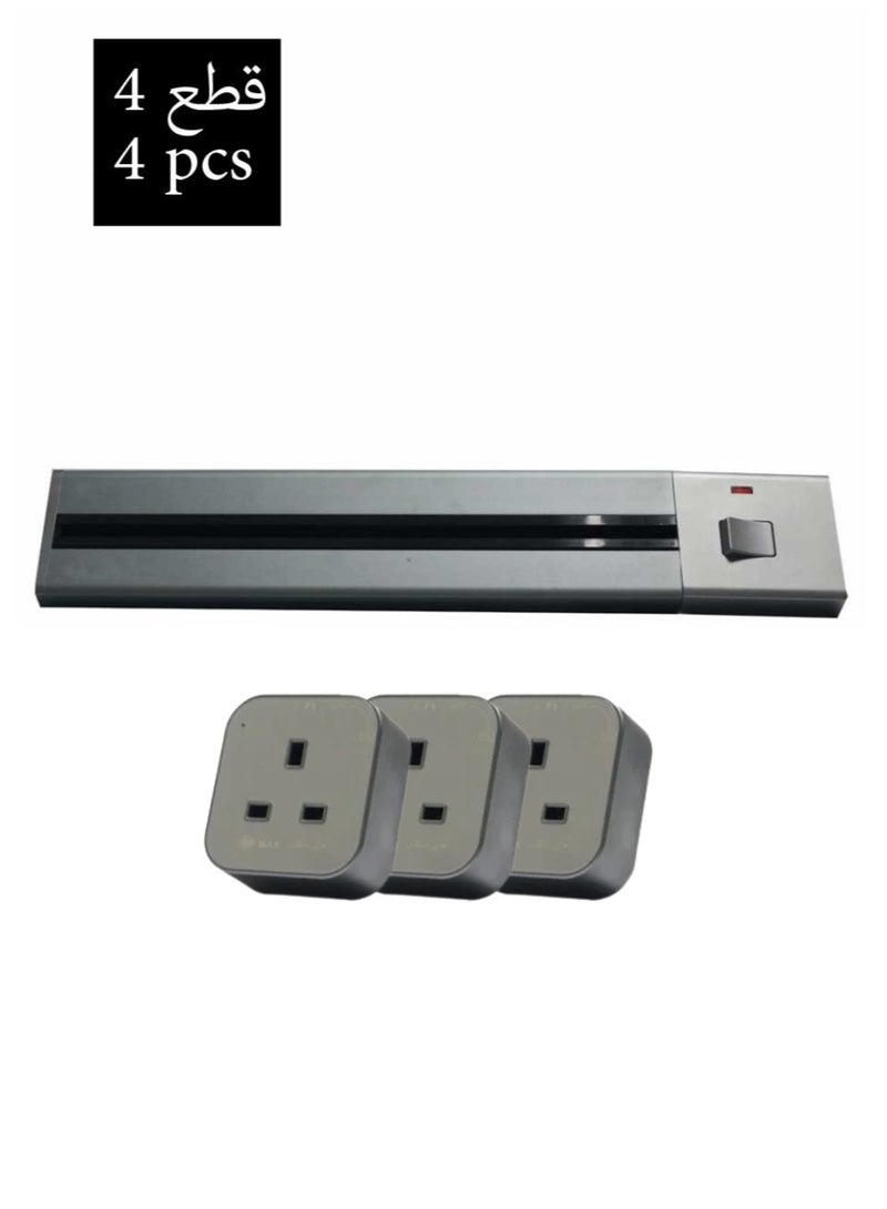 مسار مخرج كهربائي 100 سم مع 3 قوابس ثلاثي متحرك - Image 1