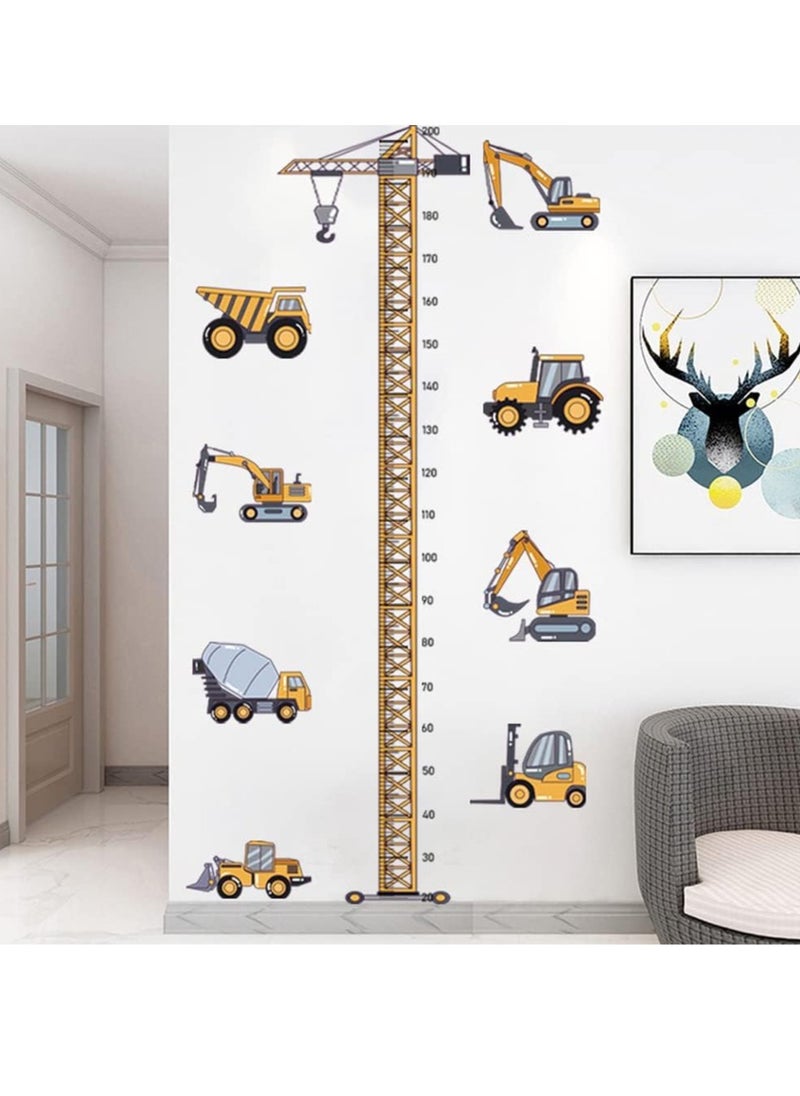 Gonice Height Chart Sticker, Tower Crane Kids Growth Chart Wall Decals Construction Vehicles Height Chart Sticker, Removable Wall Sticker Decal, Peel and Stick Wall Decor, Children Kids Baby Home Room  - Image 1
