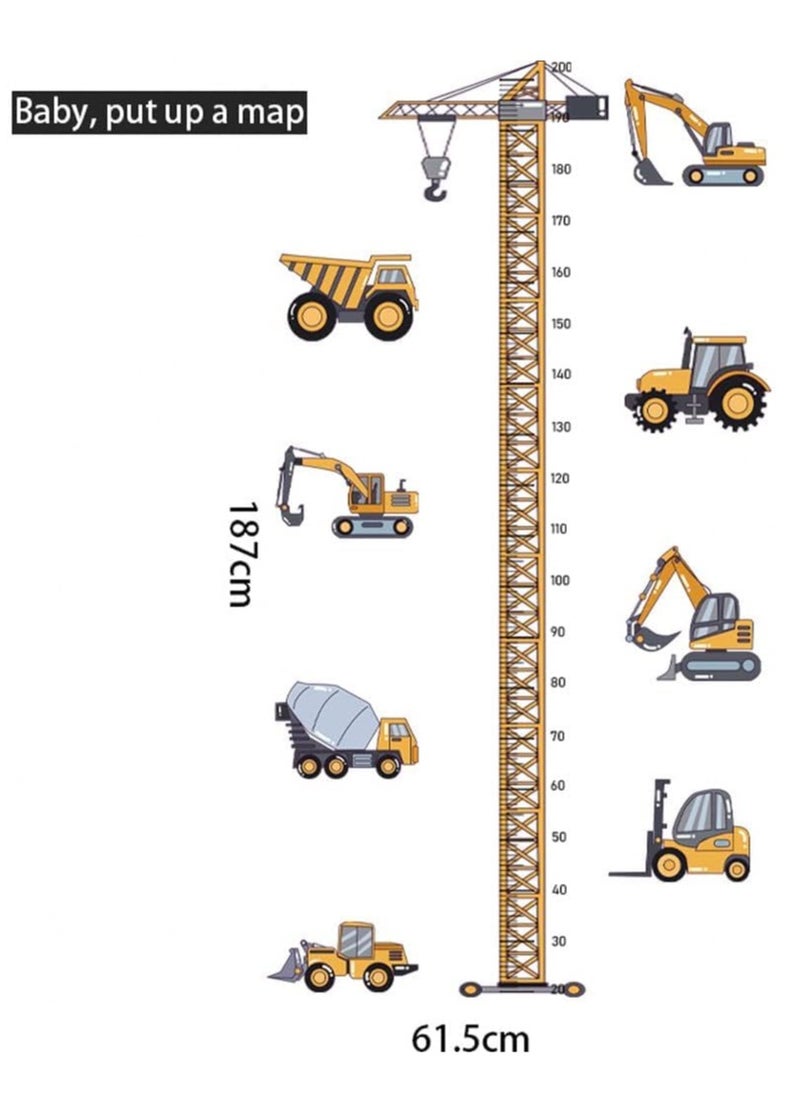 Gonice Height Chart Sticker, Tower Crane Kids Growth Chart Wall Decals Construction Vehicles Height Chart Sticker, Removable Wall Sticker Decal, Peel and Stick Wall Decor, Children Kids Baby Home Room  - Image 2