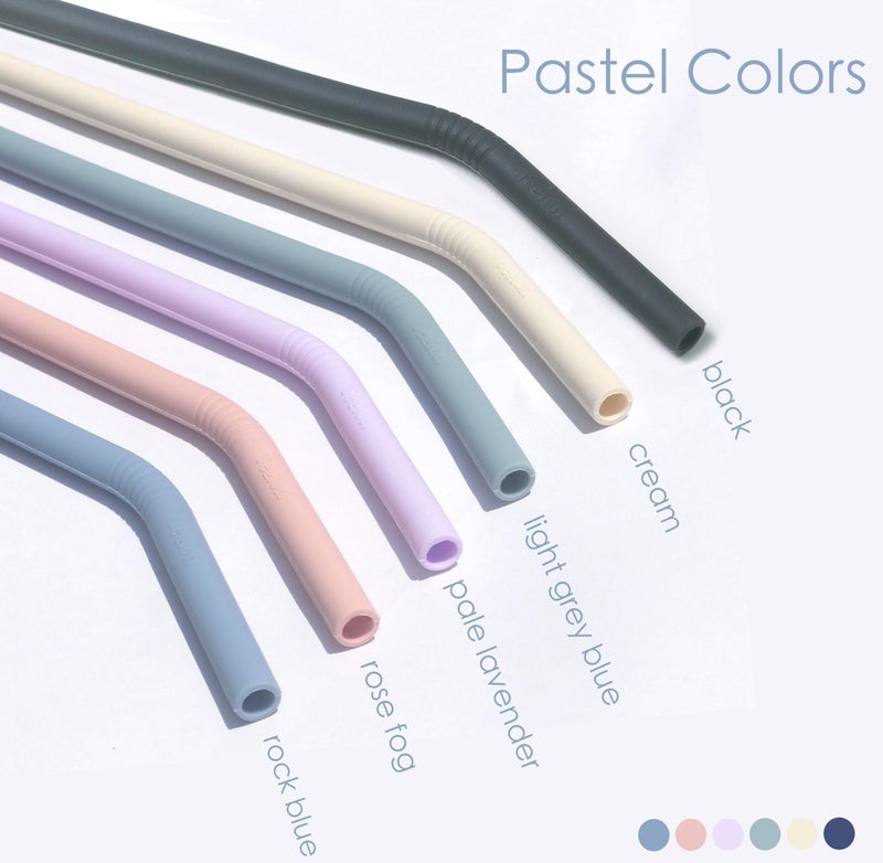 Tegion Pastel Color 14” Extra Long Silicone Replacement Straw for 40 oz Stanley Cup, Reusable Flexible Tall Giant Big Drinking Straw for Quencher Tumbler,1Gallon/64 oz Water Bottle,Hydro Jug-6 pack - Image 2