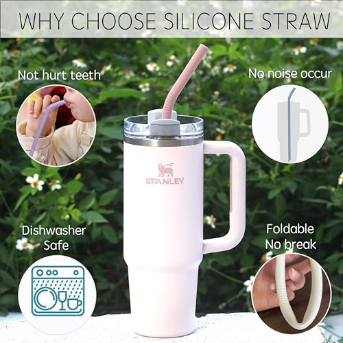 Tegion Pastel Color 14” Extra Long Silicone Replacement Straw for 40 oz Stanley Cup, Reusable Flexible Tall Giant Big Drinking Straw for Quencher Tumbler,1Gallon/64 oz Water Bottle,Hydro Jug-6 pack - Image 4