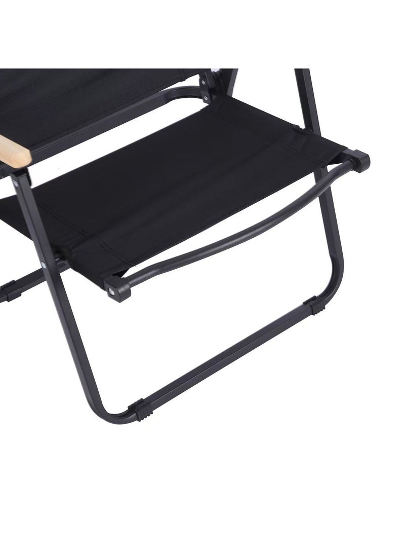 كرسي تخييم محمول خفيف الوزن قابل للطي، بمقابض - أسود - Image 4